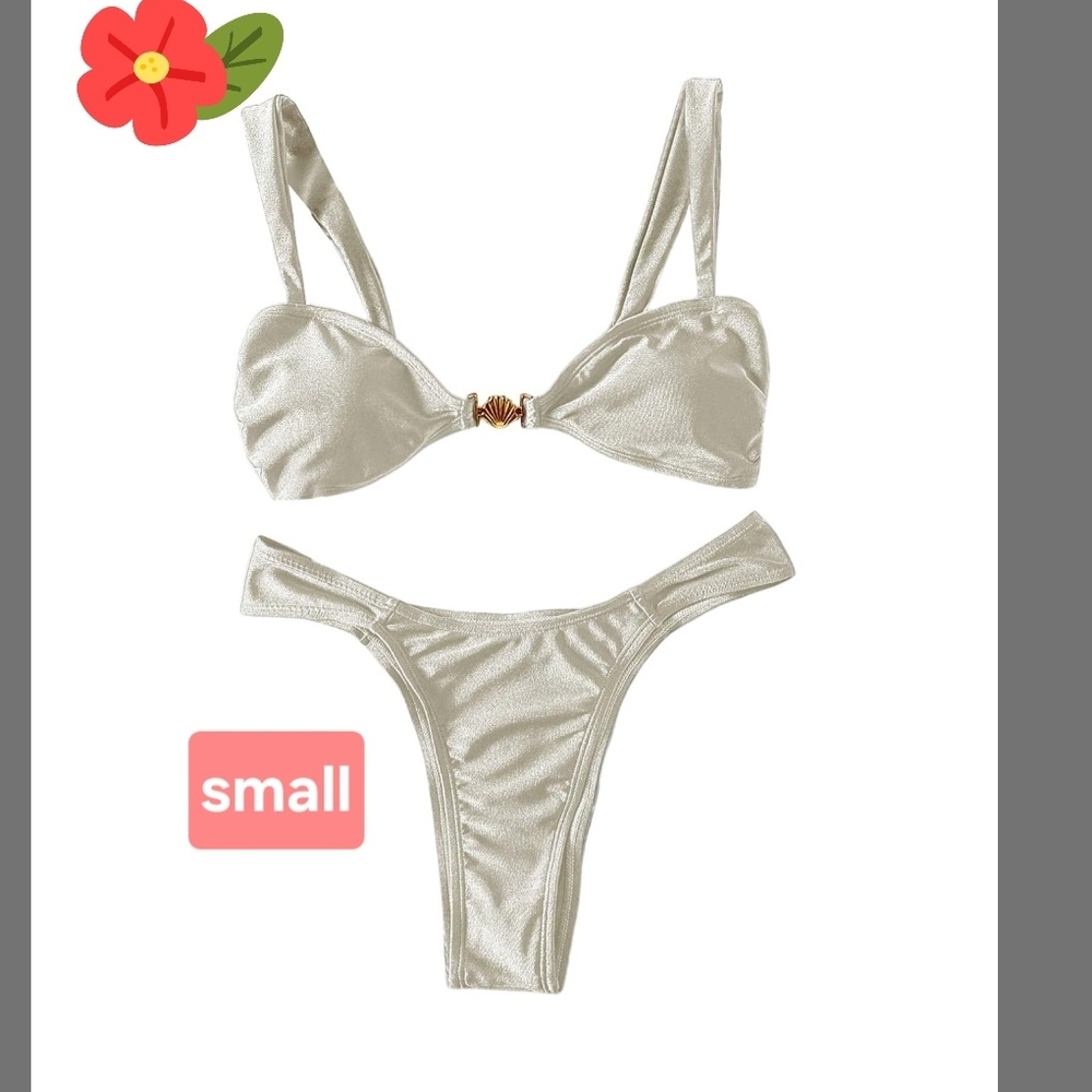 ☆Elegant Cream Bikini Set Cream Cheeky Small
